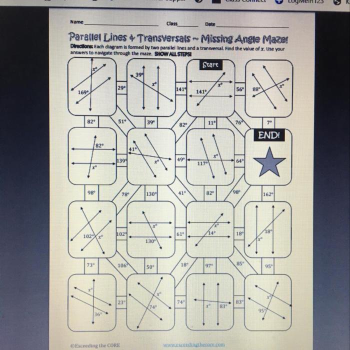 Parallel lines and transversals puzzle