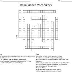 Renaissance crossword review answer key