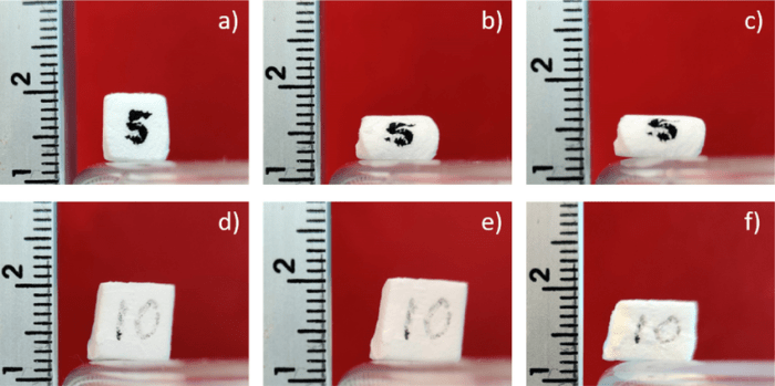 The polypropylene cubes have a density of 0.946